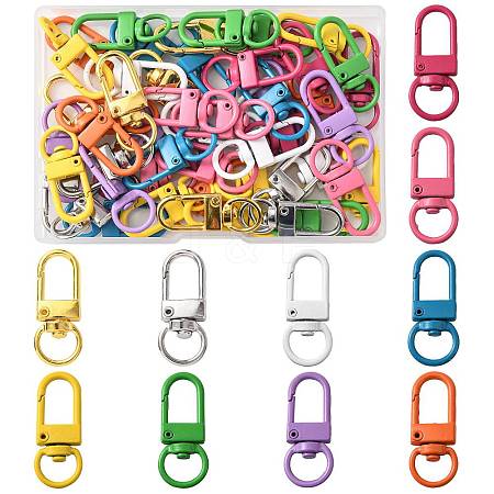 60Pcs 10 Colors Zinc Alloy Baking Paint Swivel Snap Hooks Clasps FIND-FS0005-10-1