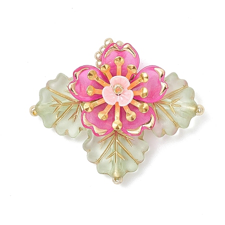 Brass Glass Seed Beaded Flower Pendants PALLOY-MZ01118-04-1