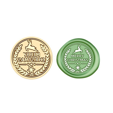 Merry Christmas Wax Seal Brass Stamp Head LS-AJEW-Z031-04G-30-1