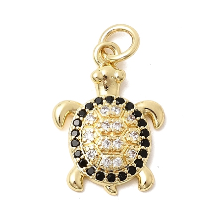 Brass Pave Clear Cubic Zirconia Pendants KK-G554-08C-G-1