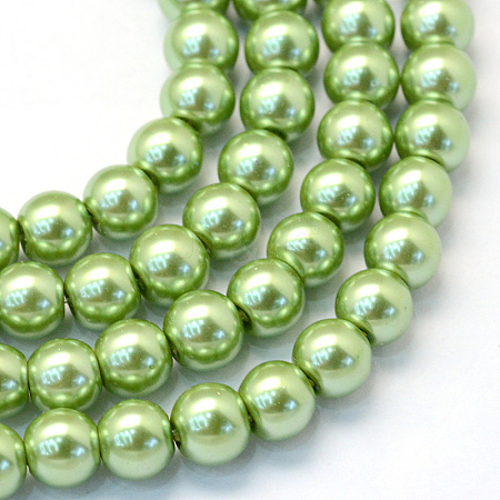 Baking Painted Pearlized Glass Pearl Round Bead Strands HY-Q003-6mm-26-1