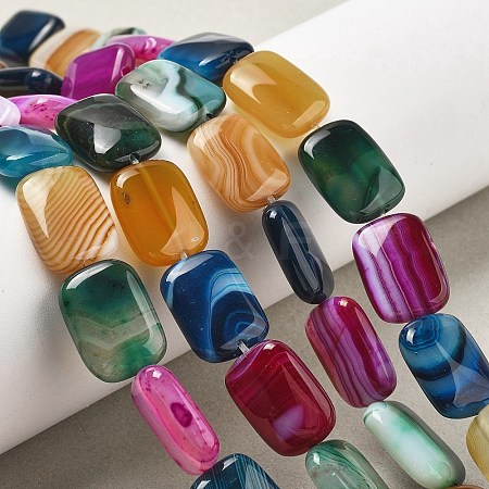 Natural Banded Agate Beads Strands G-K392-B10-13x18mm-1