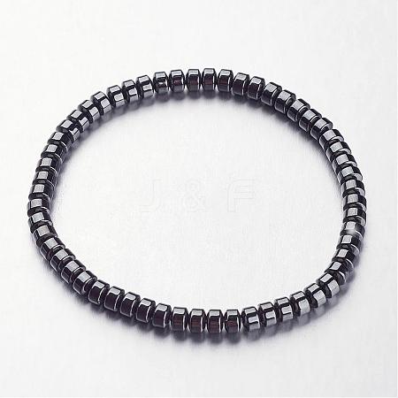 Non-magnetic Synthetic Hematite Beaded Stretch Bracelets BJEW-F228-01-1