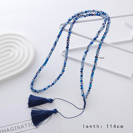 Chic European American Faceted Rondelle Glass Beaded Sweater Long Tassel Necklaces YE6948-4-1