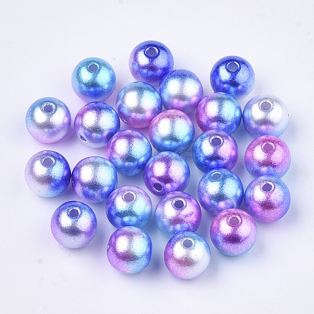 Rainbow ABS Plastic Imitation Pearl Beads OACR-Q174-8mm-06-1