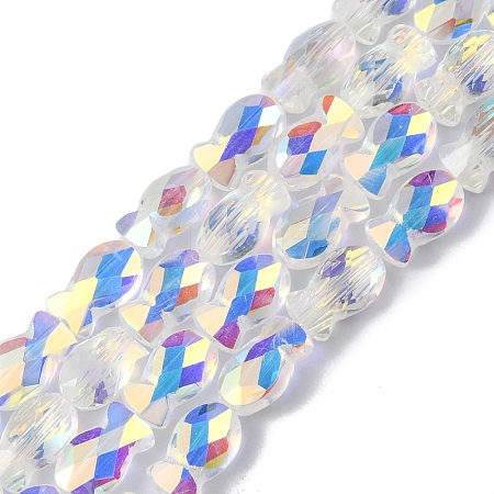 Transparent Electroplate Glass Beads Strands EGLA-F157-HR02-1