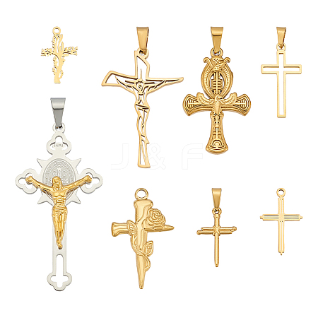 8Pcs 8 Styles 304 Stainless Steel Pendants STAS-PH0006-06-1