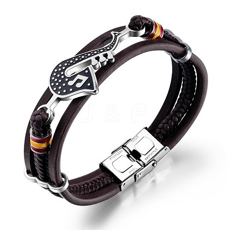 Imtation Leather Cords Triple Layer Multi-strand Bracelets PW-WG36435-01-1