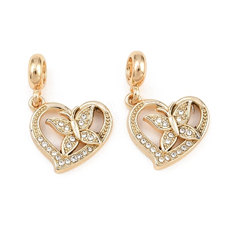 Alloy Crystal Rhinestone European Dangle Charms AL-CBAC2D3-17G-1