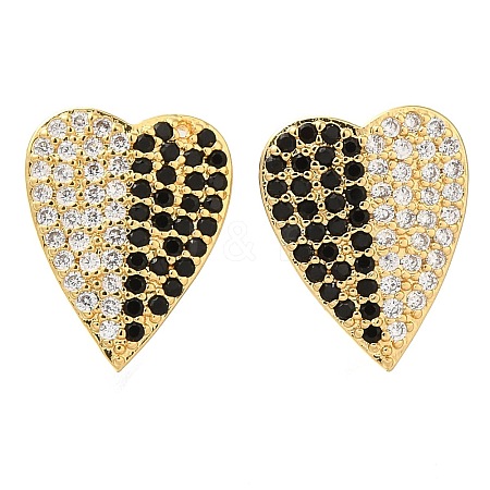 Brass Pave Cubic Zirconia Stud Earrings EJEW-M088-02G-1