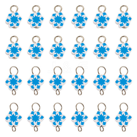 100Pcs 2 Style Christmas Handmade Polymer Clay Pendant and Connector Charms PALLOY-TAC0250-1