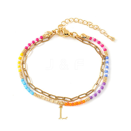 304 Stainless Steel Letter Charm Double-layered Bracelets VG5038-12-1
