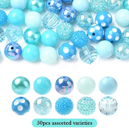 50Pcs 10 Styles Opaque Acrylic Beads MACR-YW0003-76-1
