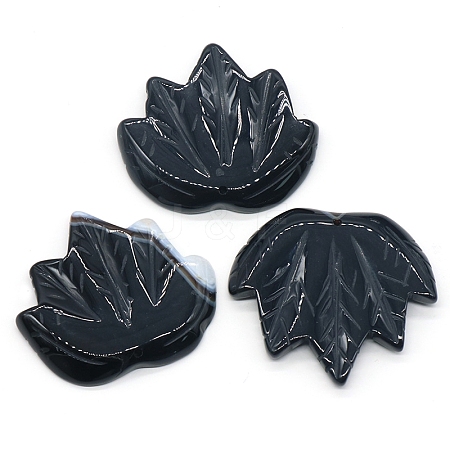 Natural Dyed & Heated Black Agate Autumn Maple Leaf Pendants PW-WG36930-07-1