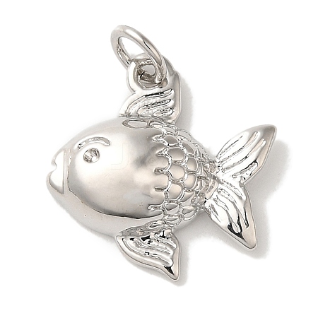 Fish Rack Plating Brass Pendants KK-U027-35P-1