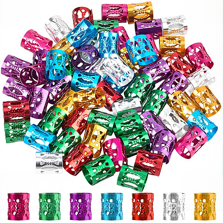350Pcs 7 Colors Aluminum Dreadlocks Beads Hair Decoration ALUM-SC0001-11-1