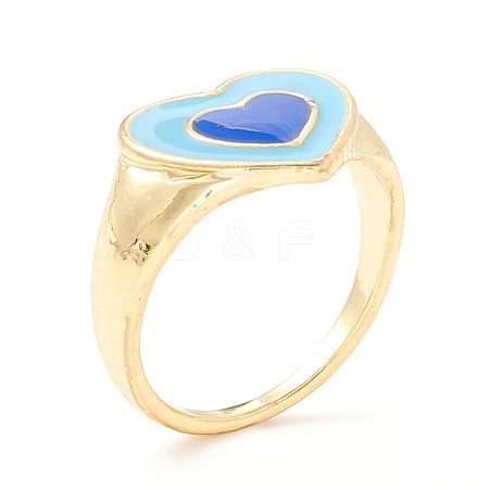 Heart Enamel Finger Ring for Girl Women RJEW-Z010-01LG-RS-1