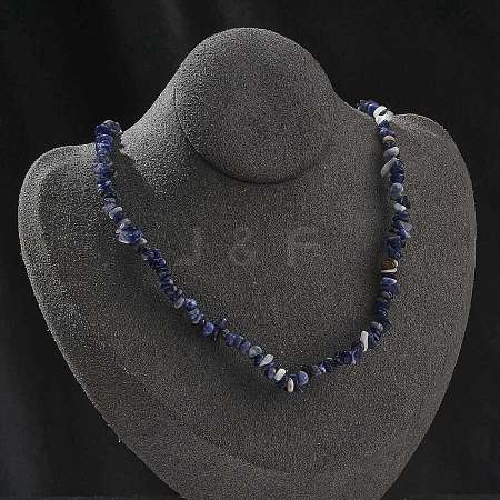 Natural Lapis Lazuli Chip Beaded Necklaces for Men Women NJEW-G159-01Y-1