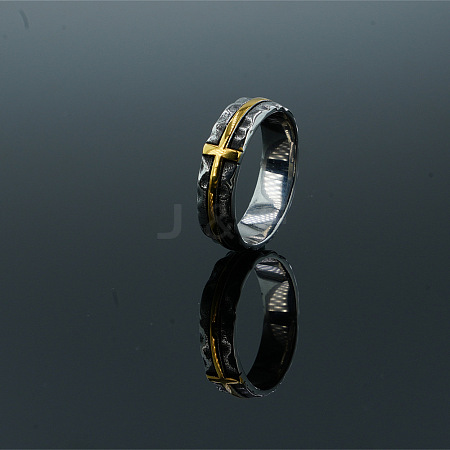 Retro 304 Stainless Steel Cross Finger Rings WG707A1-02-1