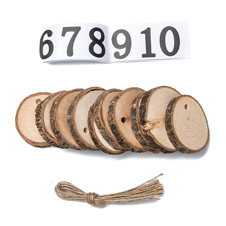 Flat Round Wood Big Pendant Decorations WOOD-F010-01-1