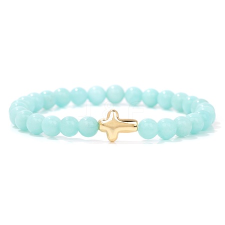 Natural Flower Amazonite Beads Stretch Bracelets PW-WG5C559-07-1