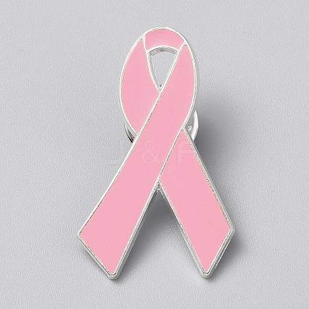 October Breast Cancer Pink Awareness Ribbon Enamel Pins JEWB-WH0010-63P-01-1