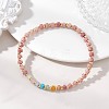 Natural Green Aventurine & Rose Quartz & Howlite & White Jade & Yellow Aventurine & Rhodonite & Synthetic Blue Lace Agate & Brass Beads Stretch Bracelets for Women BJEW-JB13334-01-1