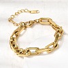 304 Stainless Steel Rectangle Ring Link Chain Bracelets for Women BJEW-A152-02G-3