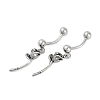 Rose 316 Surgical Stainless Steel Dangle Belly Button Rings EJEW-G416-01AS-4