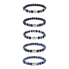 5Pcs 5 Style Natural Lava Rock & Sodalite Stretch Bracelets Set with Alloy Hamsa Hand Beaded BJEW-JB08737-1