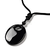 Natural Obsidian Pendant Necklace with Nylon Cord for Women NJEW-L464-B10-2