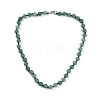 8mm Faceted Round Natural Green Aventurine Beaded Necklaces X-NJEW-F327-01A-02-2