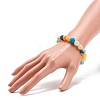 Natural Weathered Agate(Dyed) Round Beaded Stretch Bracelet BJEW-JB08502-3