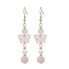 Natural Rose Quartz Butterfly Dangle Earrings EJEW-JE06317-01-2