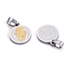 PVD Vacuum Plating Flat Round with San Benito & Word 304 Stainless Steel Charms STAS-I036-03B-2