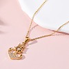 304 Stainless Steel Crystal Rhinestone Anchor Pendant Necklaces NJEW-Z057-01B-G-2