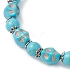 Halloween Dyed Synthetic Turquoise Skull & Round Beaded Stretch Bracelets for Men Women BJEW-JB12255-02-3