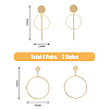 FIBLOOM 4 Pair 4 Style Round Ring Alloy Dangle Stud Earrings for Women EJEW-FI0002-62-2