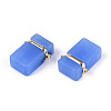 Glass Rectangle Links Connector Charms GLAA-T023-42C-2