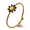Daisy 304 Stainless Steel Enamel Open Cuff Rings for Women RJEW-M061-01G-M-2