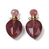 Natural Strawberry Quartz Faceted Teardrop Bottle Pendants G-A225-02G-06-1