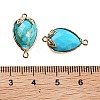 Synthetic Turquoise Faceted Teardrop Connector Charms G-B081-03G-06-3