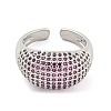 Real Platinum Plated Brass Micro Pave Clear Cubic Zirconia Cuff Rings RJEW-L113-016P-02-2