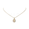 Colorful Cubic Zirconia Oval with Virgin Mary Pendant Necklace NJEW-JN04235-4