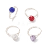 Handmade Polymer Clay Rhinestone Finger Rings for Women RJEW-JR00920-01-2
