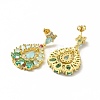 Colorful Cubic Zirconia & Rhinestone Teardrop Dangle Stud Earrings EJEW-H093-18G-2