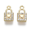 Brass Micro Pave Clear Cubic Zirconia Charms KK-S348-543-NF-1