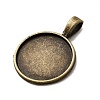 Flat Round Alloy Pendant Cabochon Settings PALLOY-N0088-28AB-NF-2