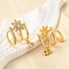 Brass Micro Pave Clear Cubic Zirconia Cuff Earrings EJEW-K309-07G-3