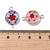 Handmade Millefiori Lampwork Flat Round Connector Charms LAMP-D002-02A-S-3